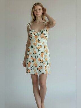 Cider White Lemon-Print Tie-Shoulder Chemise